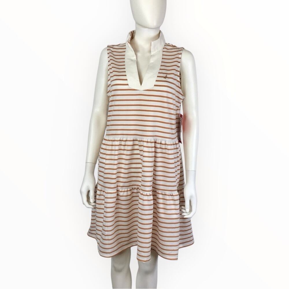 Nautica NWT Sleeveless Athletic Dress White & Tan A-line Knee Length Terry